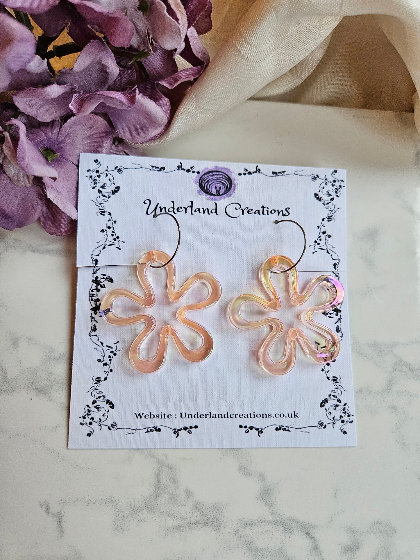 Iridescent Acrylic "Funky Flower" Earrings