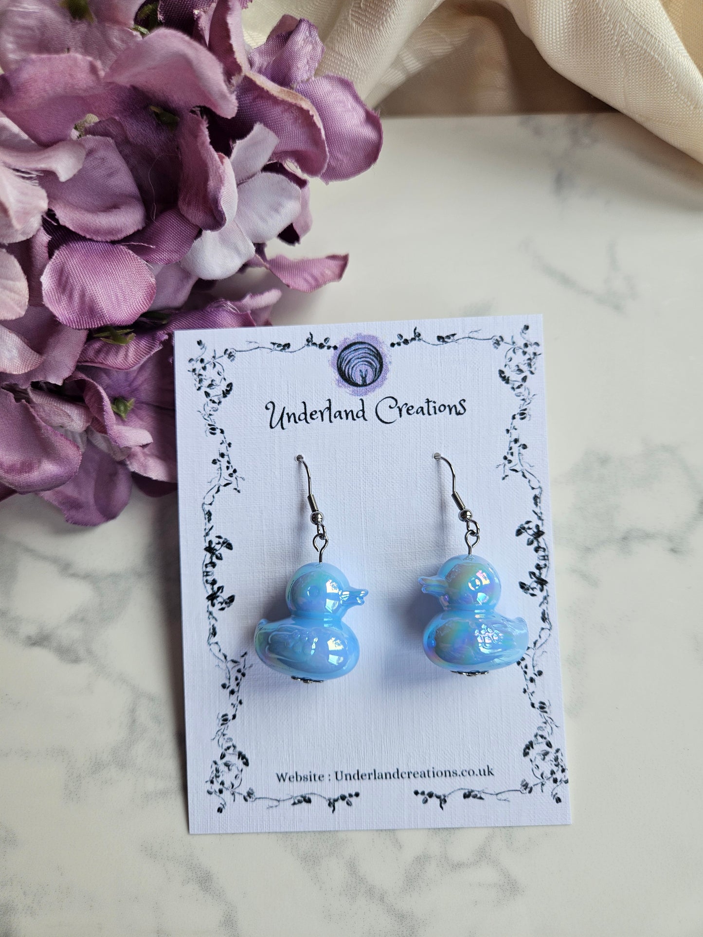 UV Plated Acrylic Duck Earrings
