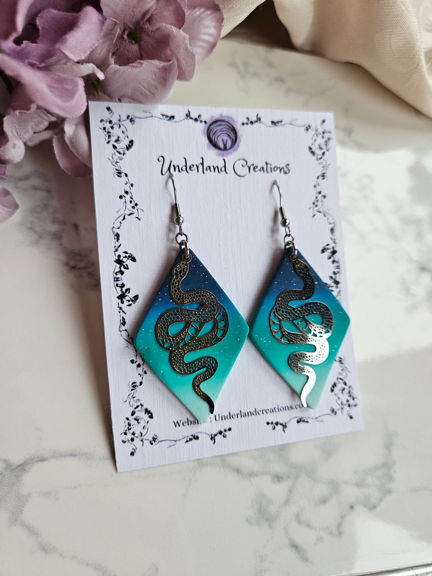 Snake Diamond Earrings in "Ice"