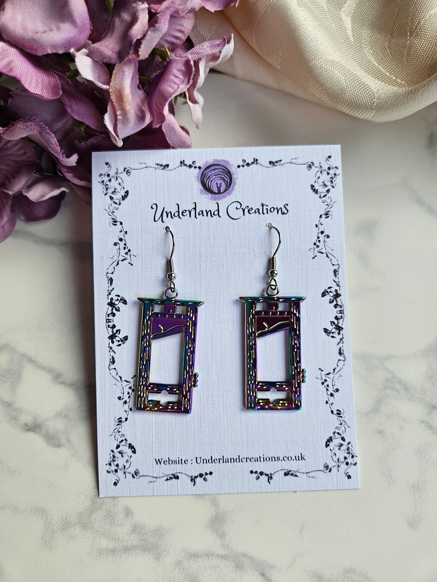 Rainbow Steel Guillotine Earrings