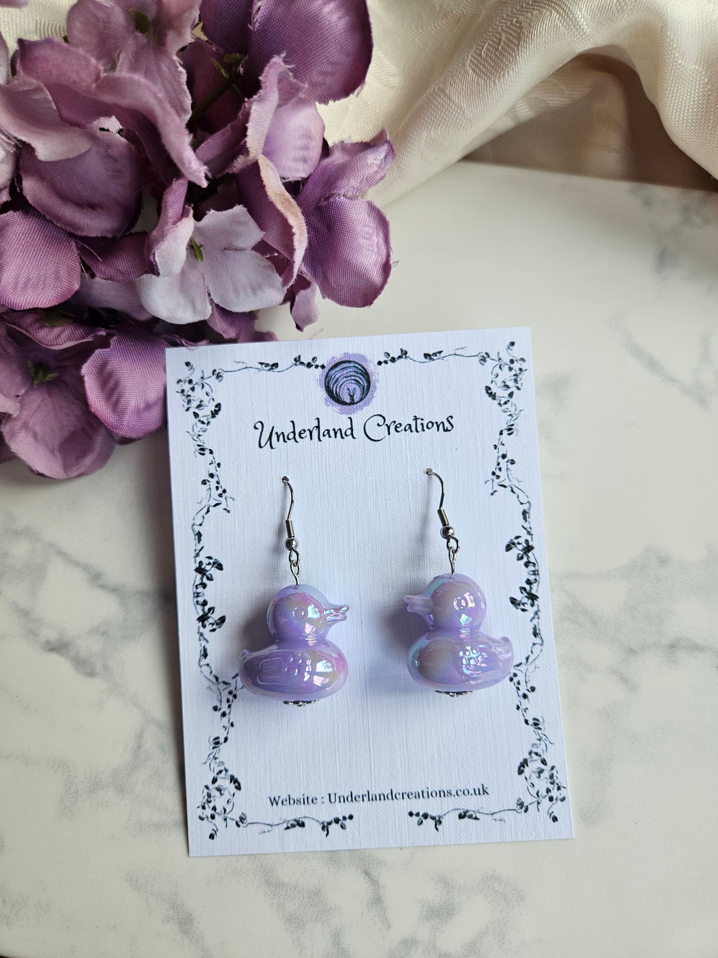 UV Plated Acrylic Duck Earrings