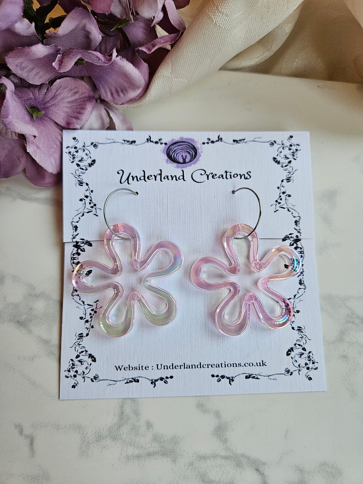Iridescent Acrylic "Funky Flower" Earrings
