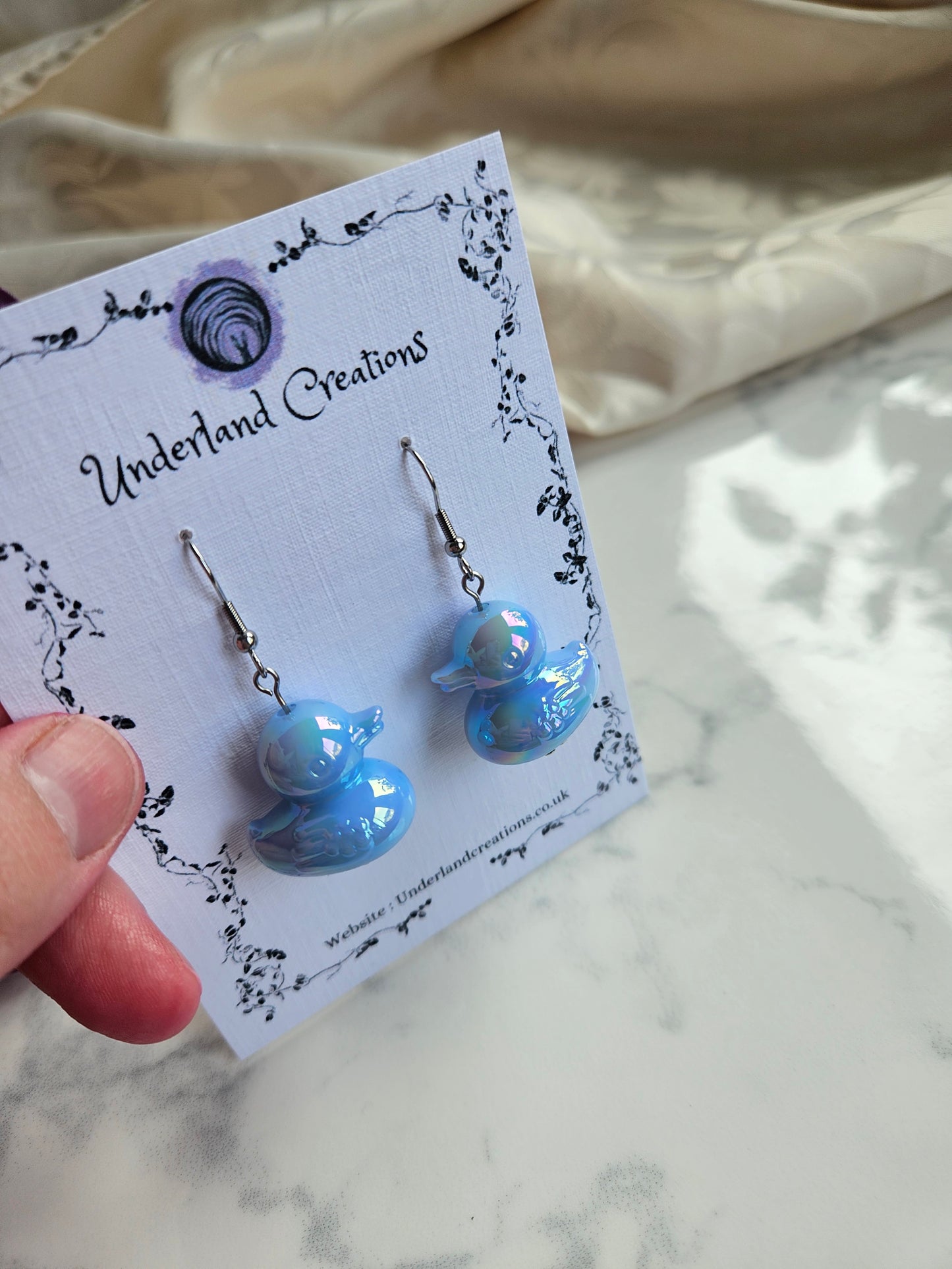 UV Plated Acrylic Duck Earrings