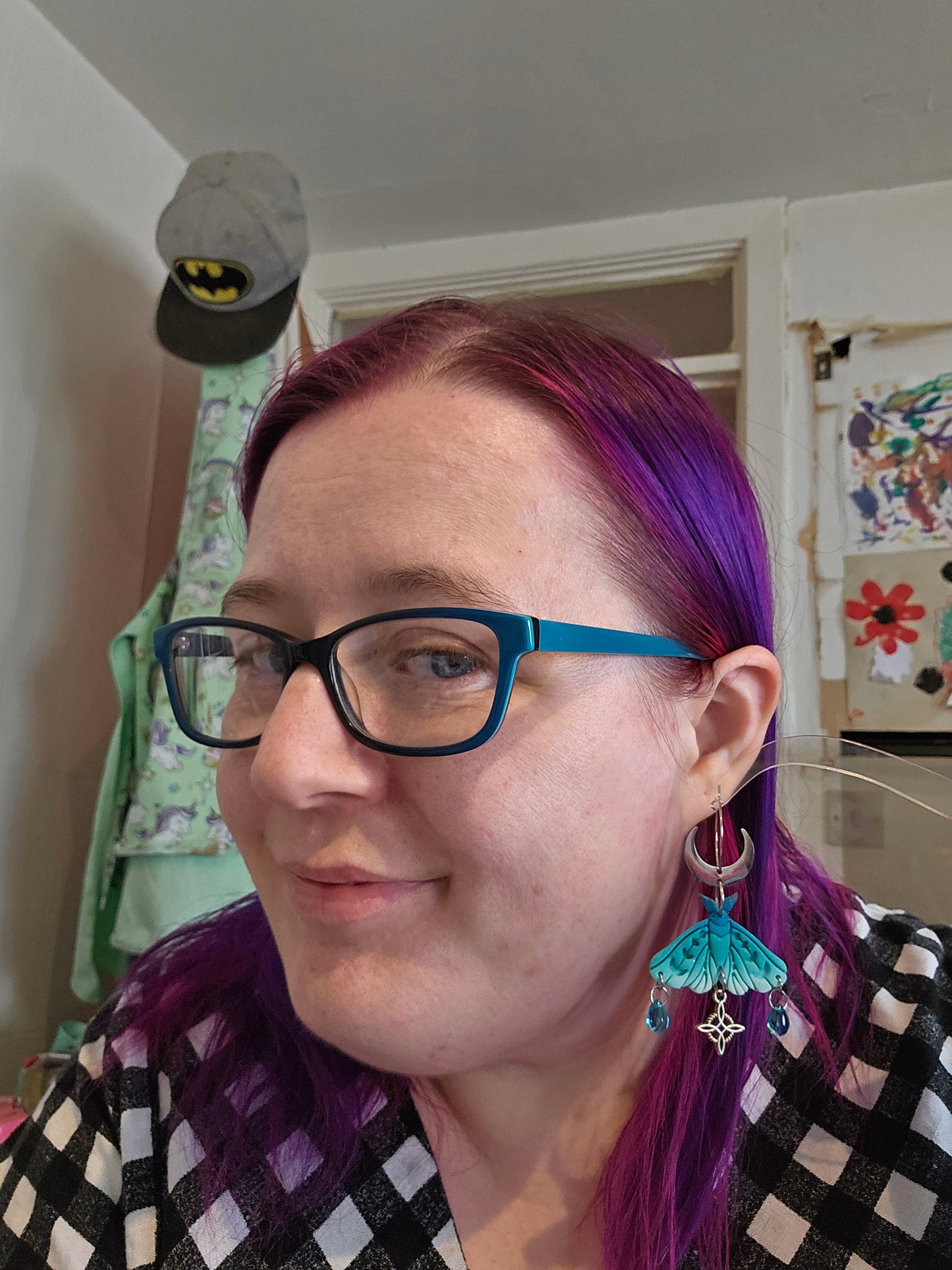 Closed Wing Luna Moth Earrings in "Ice"