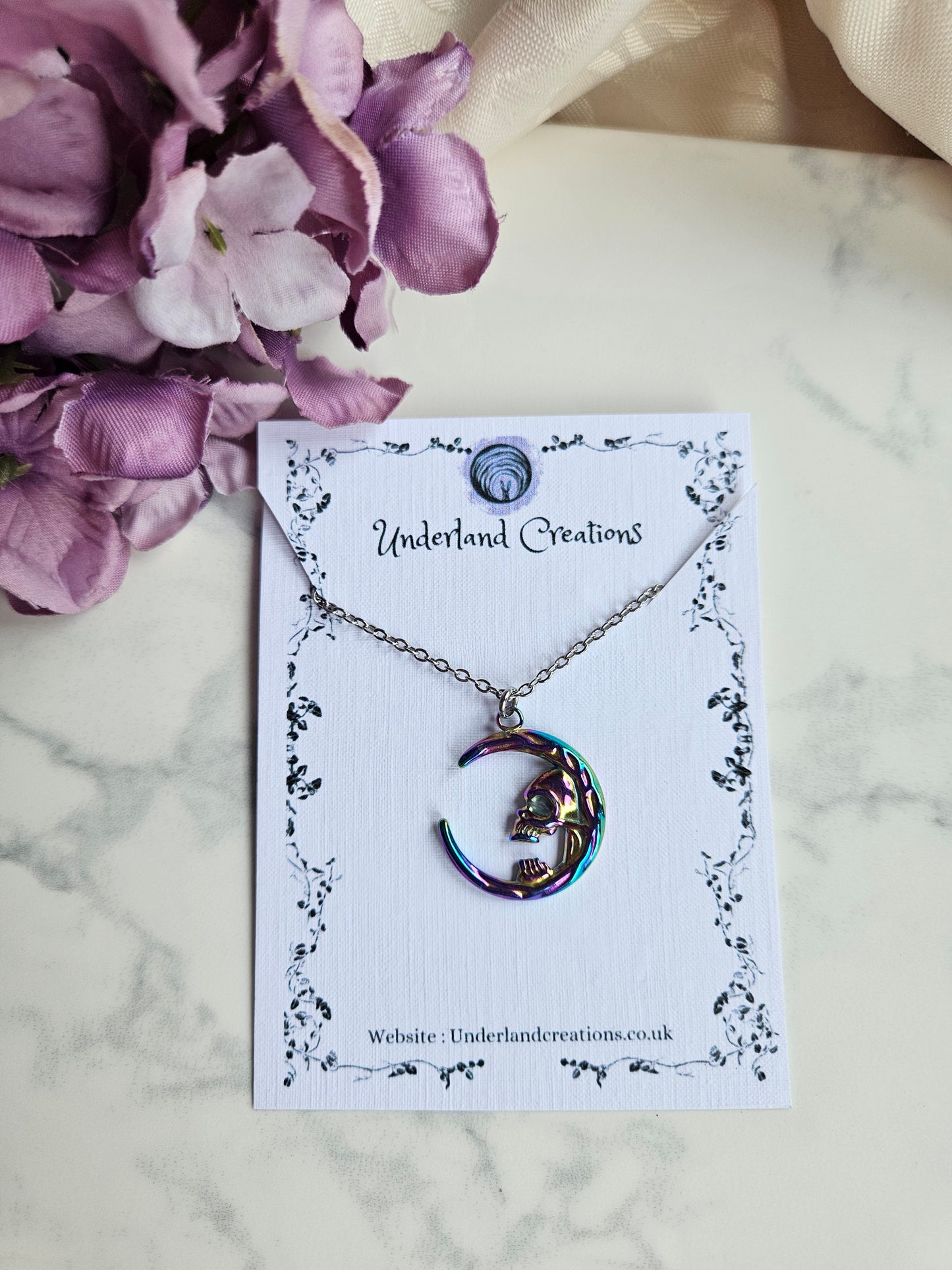 Rainbow Moon/Skull Necklace