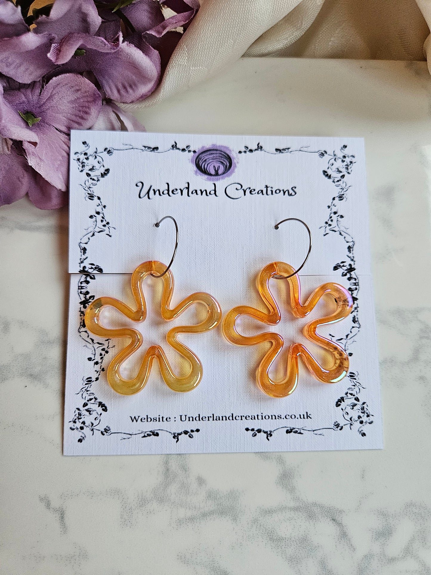 Iridescent Acrylic "Funky Flower" Earrings