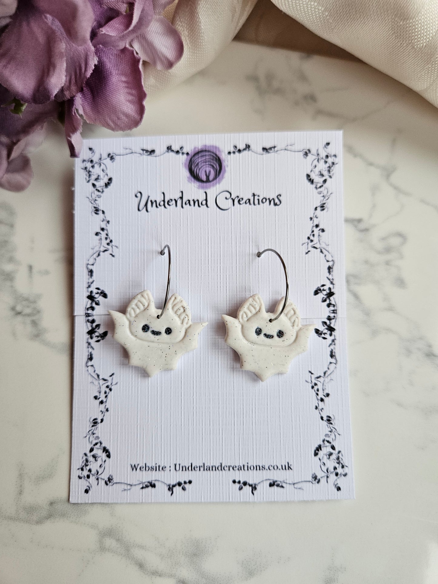 Cute Bats in "White Sparkles"