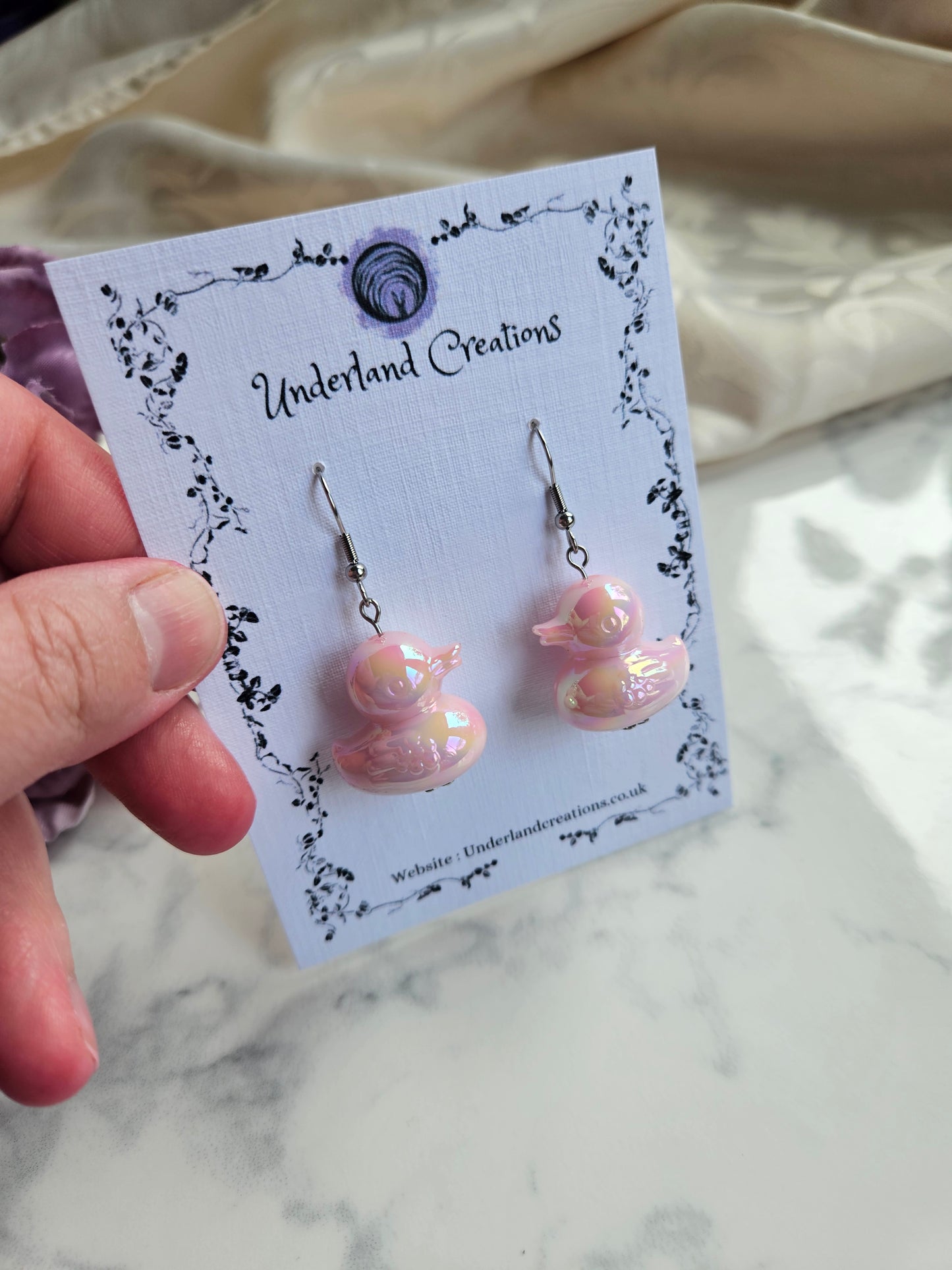 UV Plated Acrylic Duck Earrings