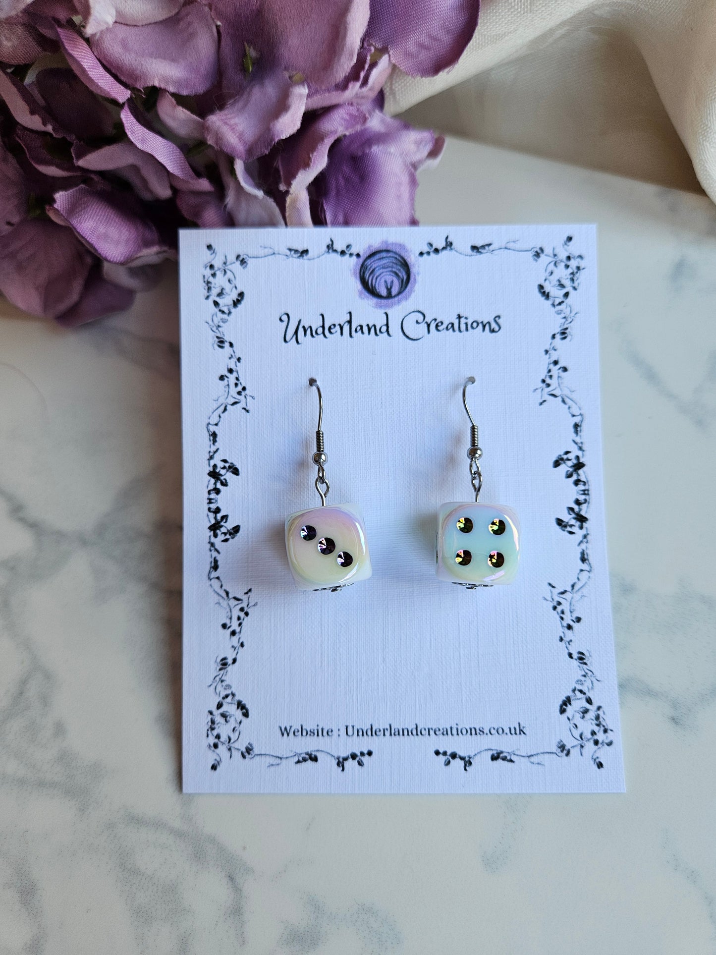UV Plated Acrylic Dice Earrings