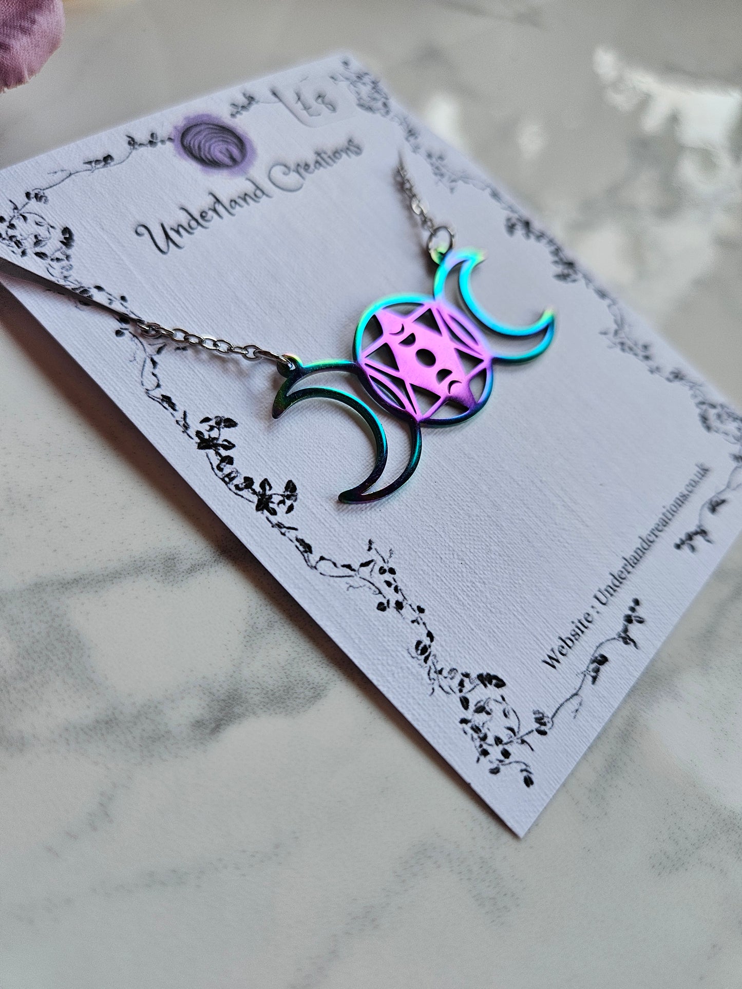Rainbow Triple Moon Necklace