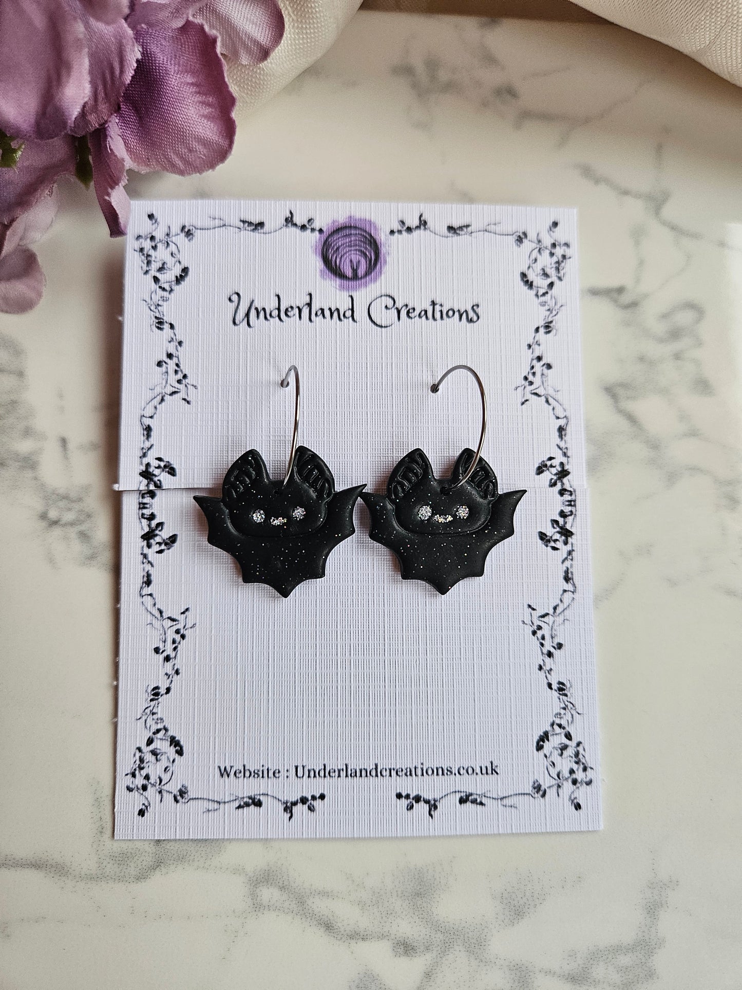 Cute Bats in "Black Sparkles"