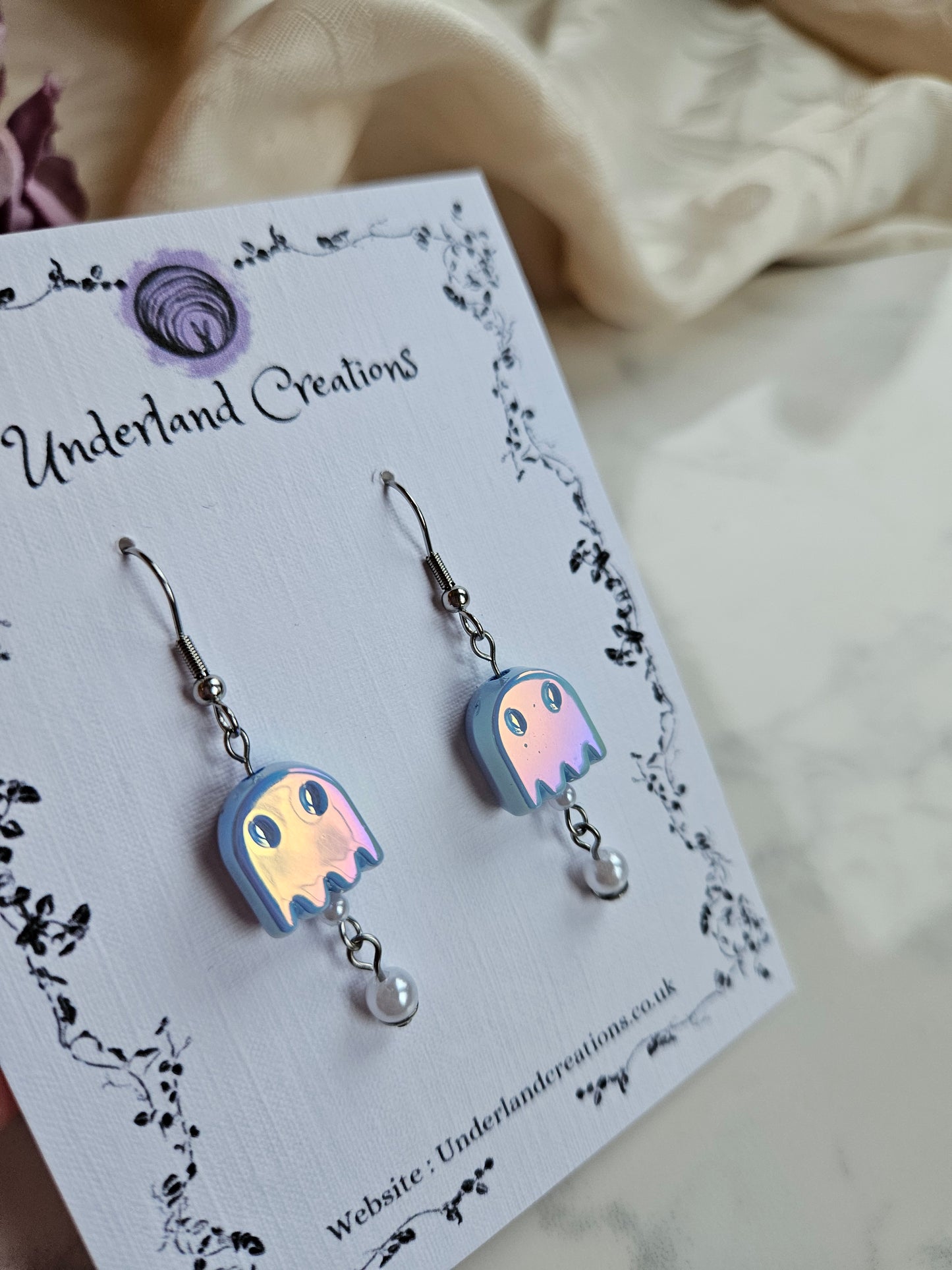 Iridescent Acrylic Ghost Earrings