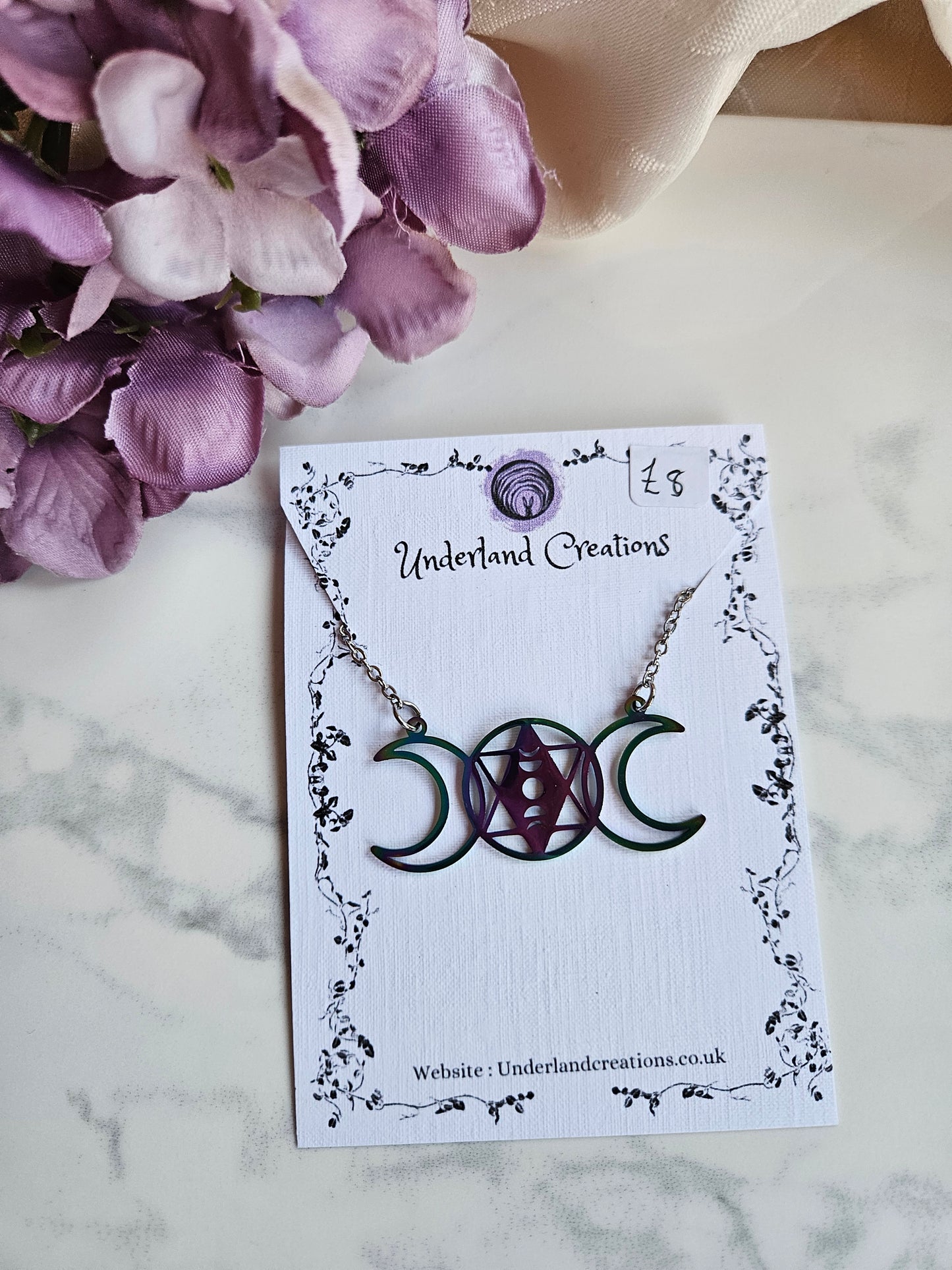 Rainbow Triple Moon Necklace