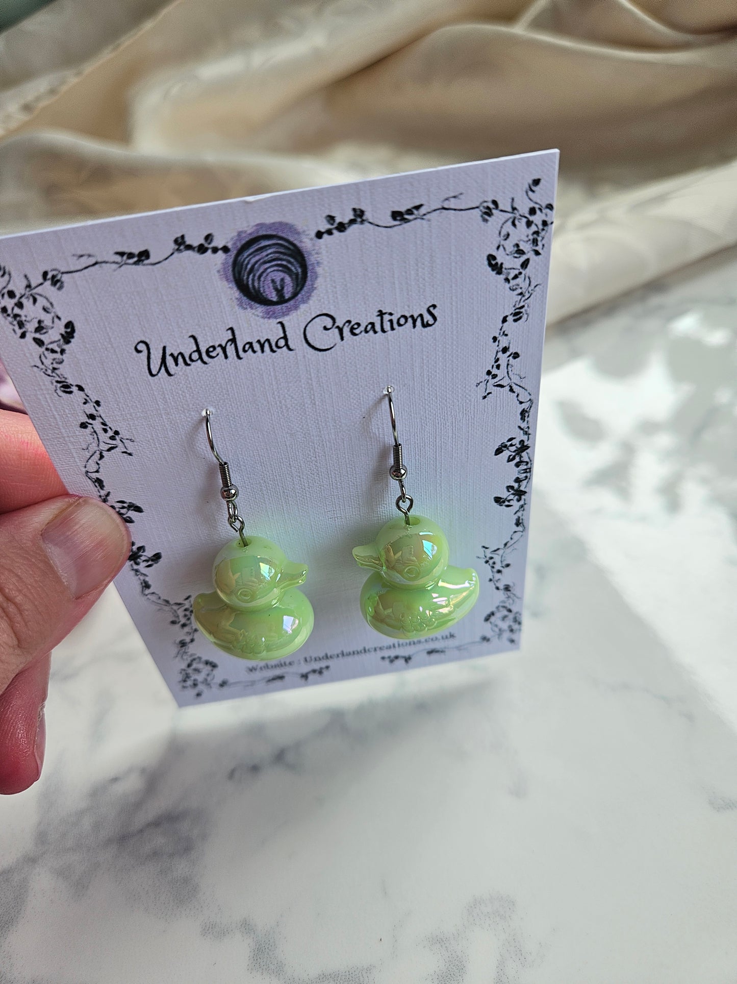 UV Plated Acrylic Duck Earrings