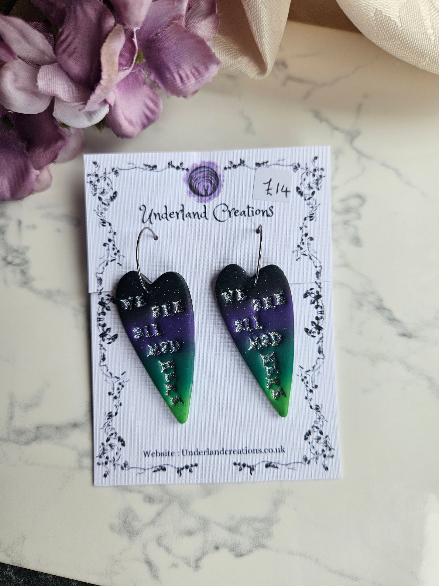We're All Mad Here Earrings in "Dark Faerie"