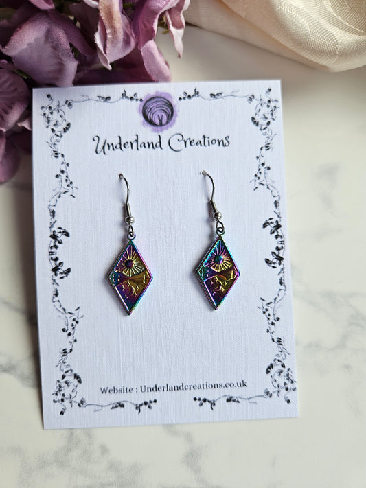 Rainbow Steel Celestial Diamond Earrings