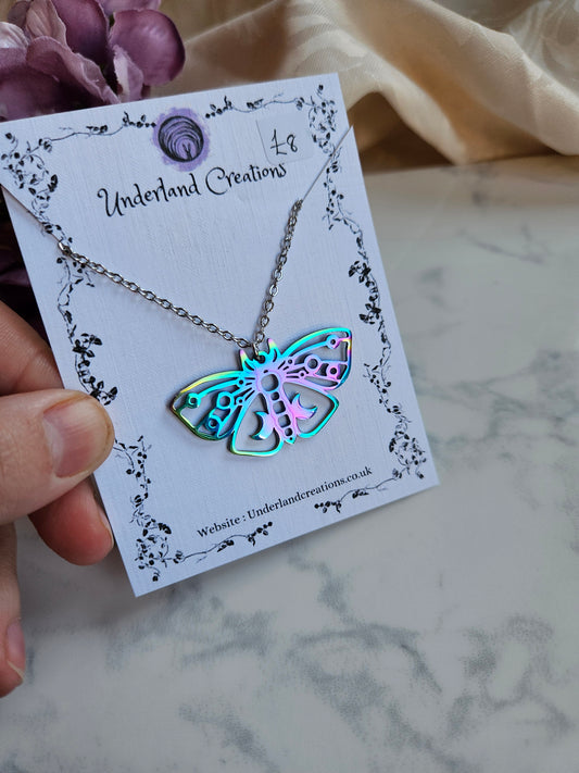 Rainbow Moth Necklace