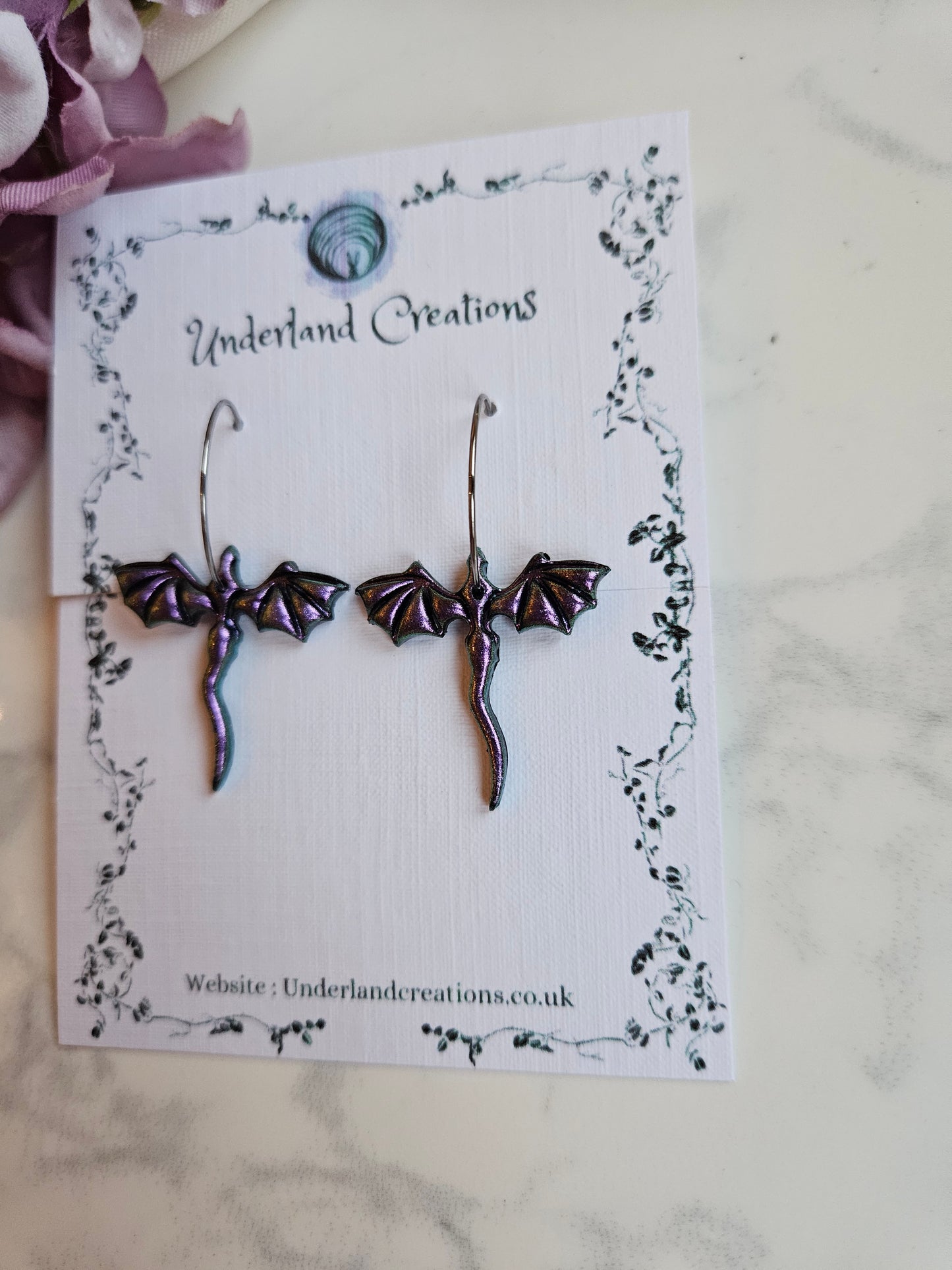 Mini Dragons in Metallic Purple/Antique Gold