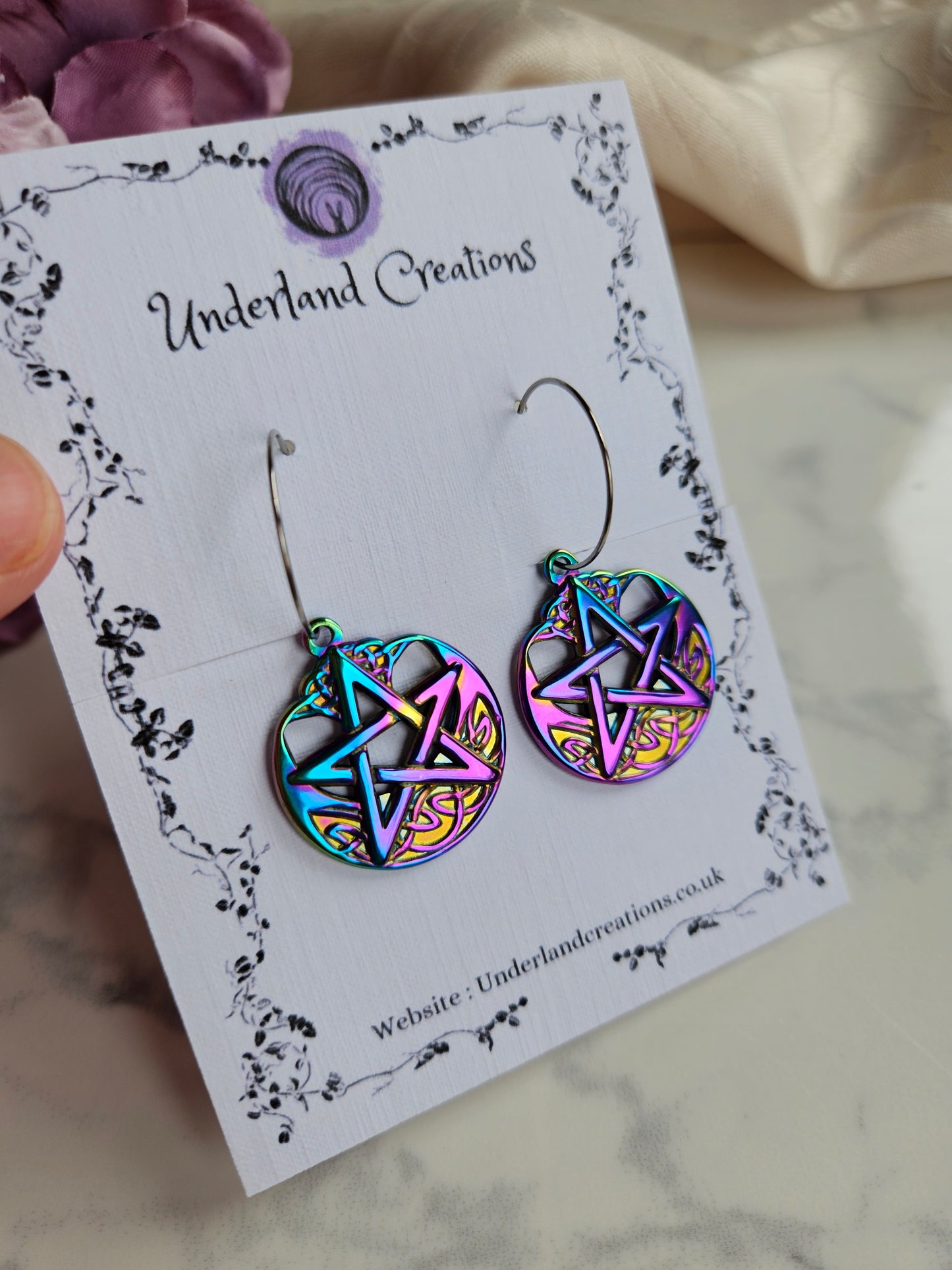Rainbow Pentagram Earrings