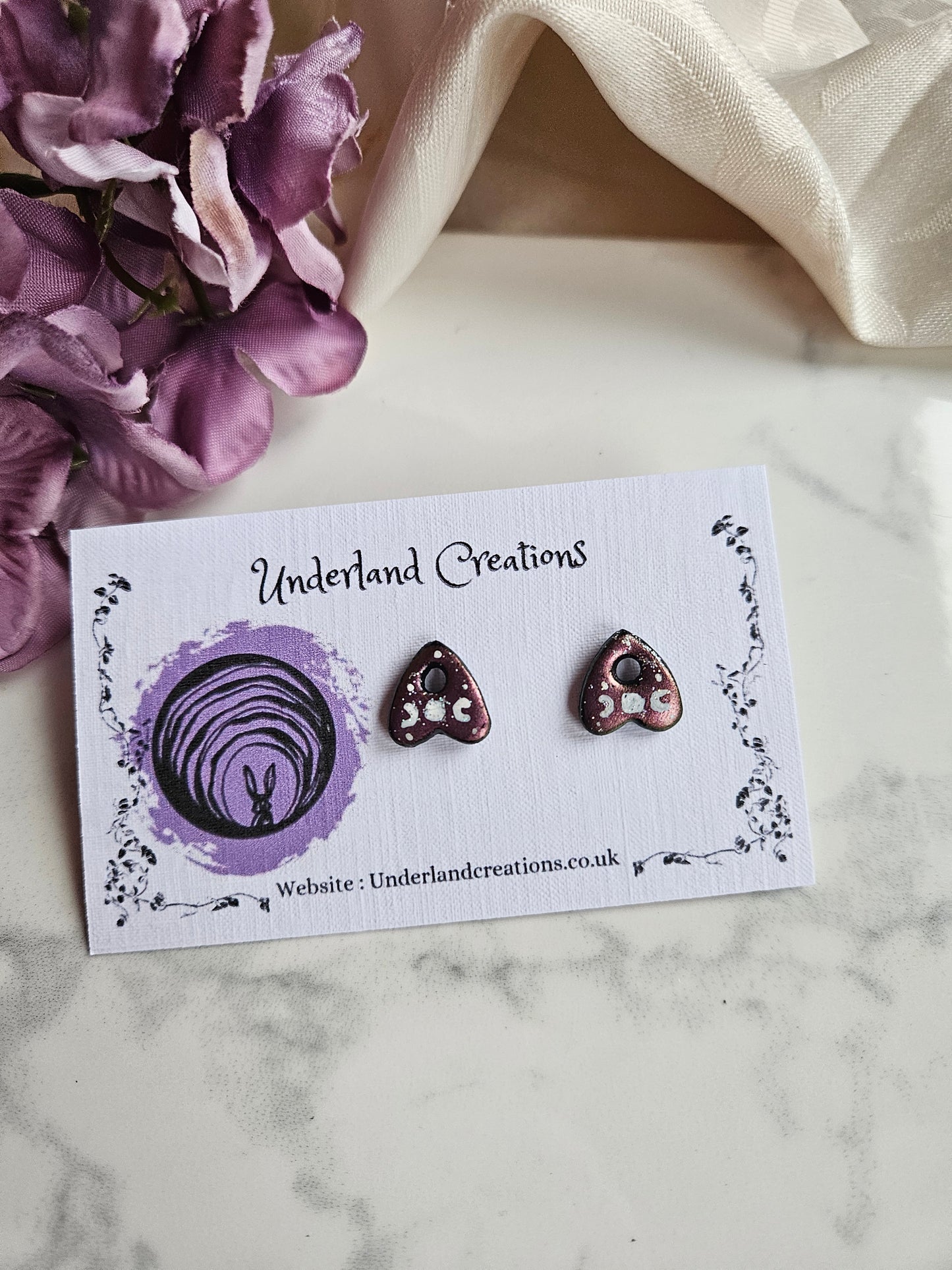 Planchette Studs in Metallic Pink/Gold