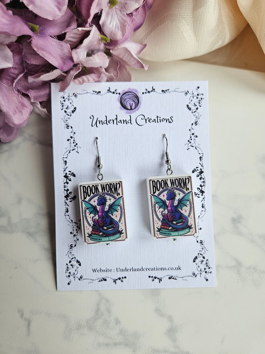 Silicone "Bookworm? I'm a Book Dragon" Earrings