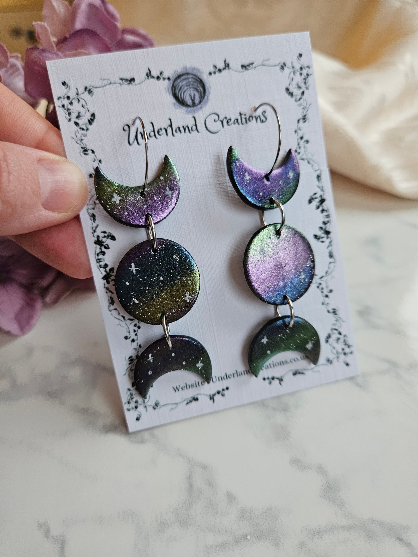 Metallic Triple Moon Earrings