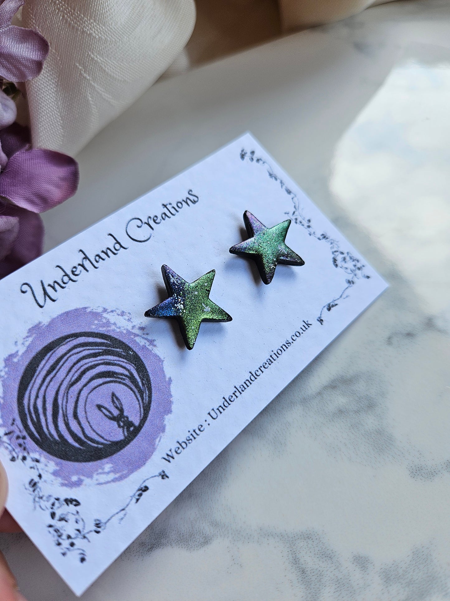 Metallic Celestial Star Studs