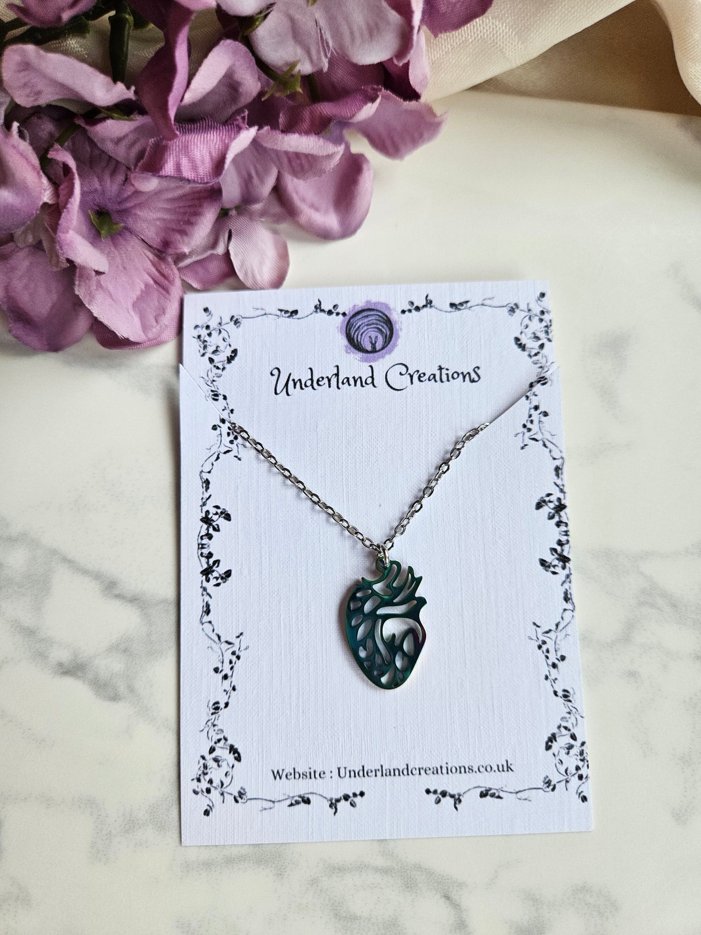 Rainbow Anatomical Heart Necklace