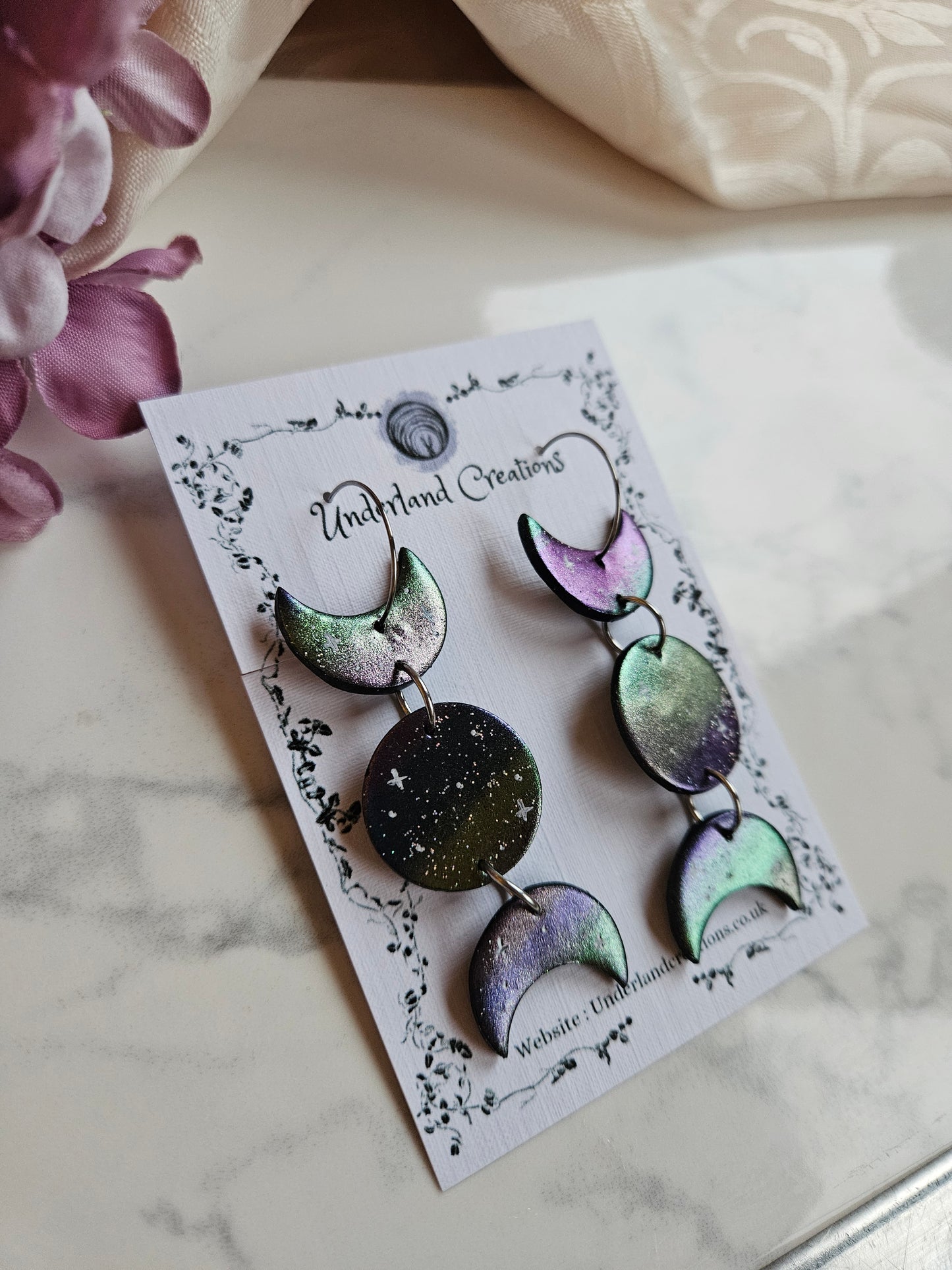 Metallic Triple Moon Earrings