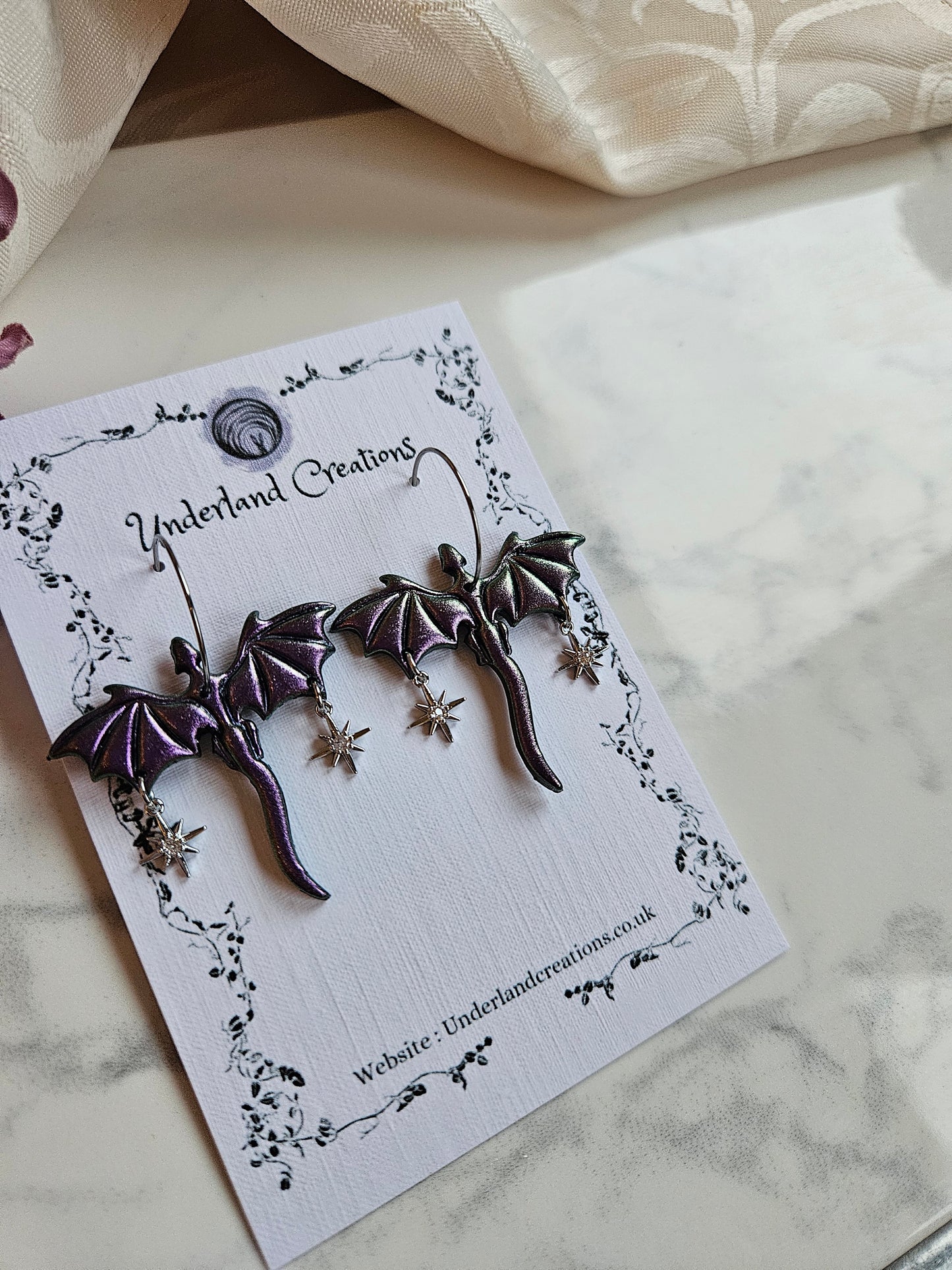 Medium Dragons in Metallic Purple/Antique Gold