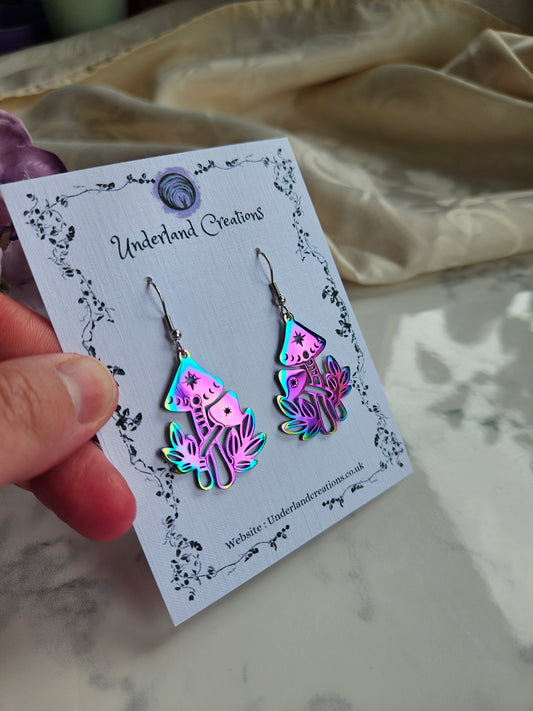 Rainbow Toadstool Earrings