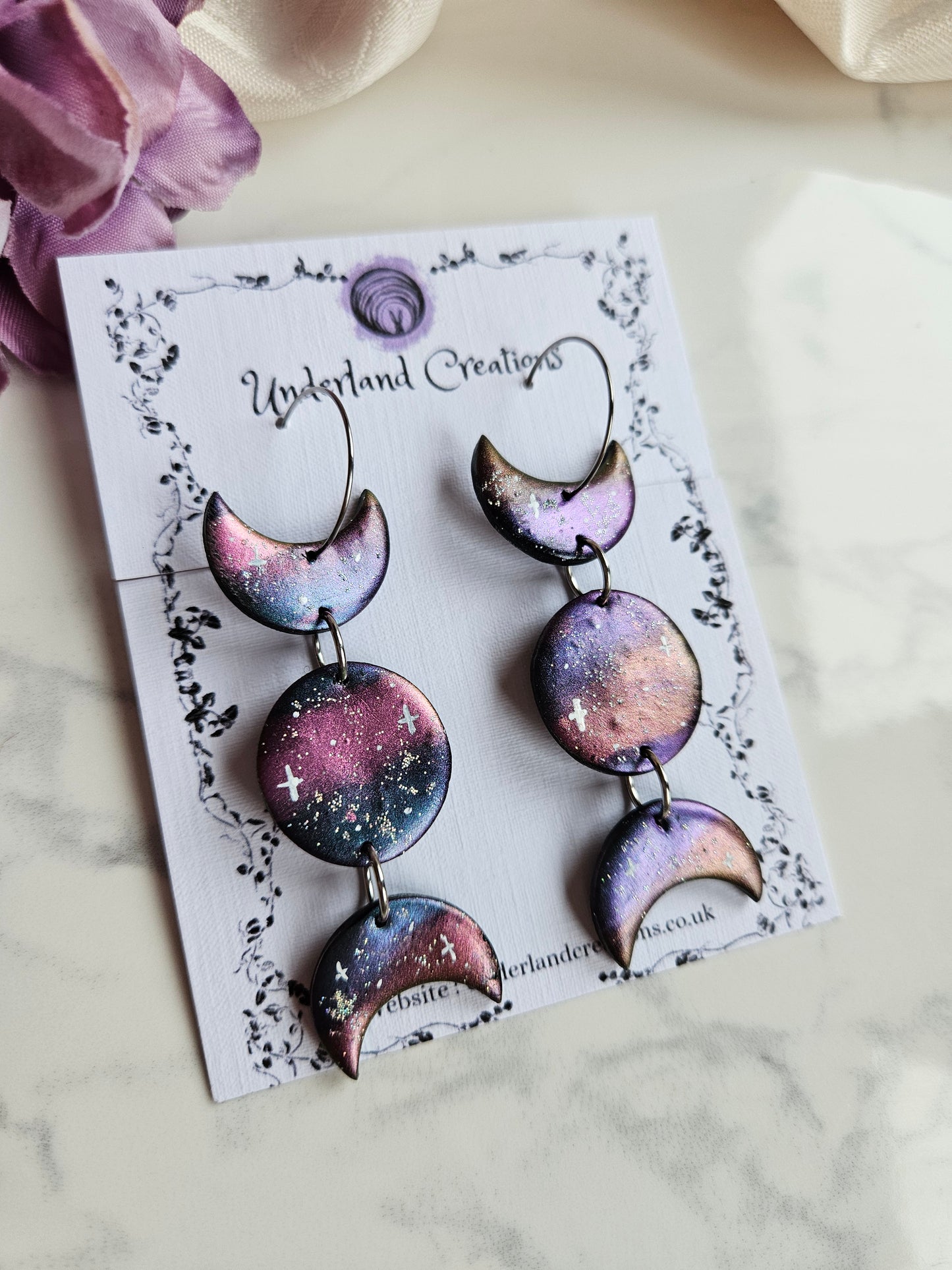 Metallic Triple Moon Earrings