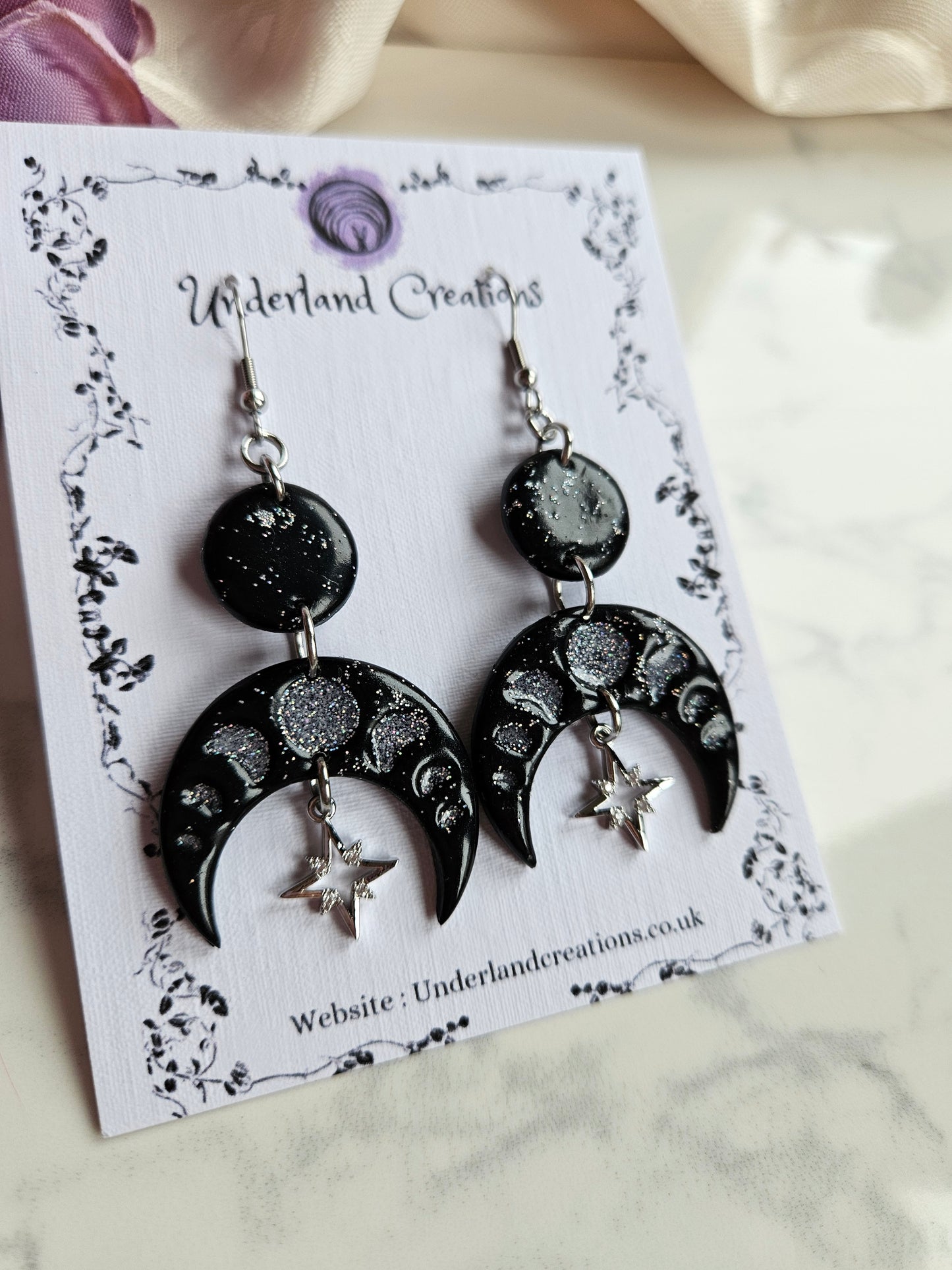 Moon Phase Drop Earrings