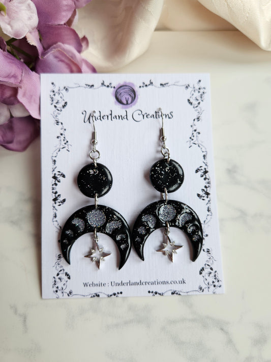 Moon Phase Drop Earrings