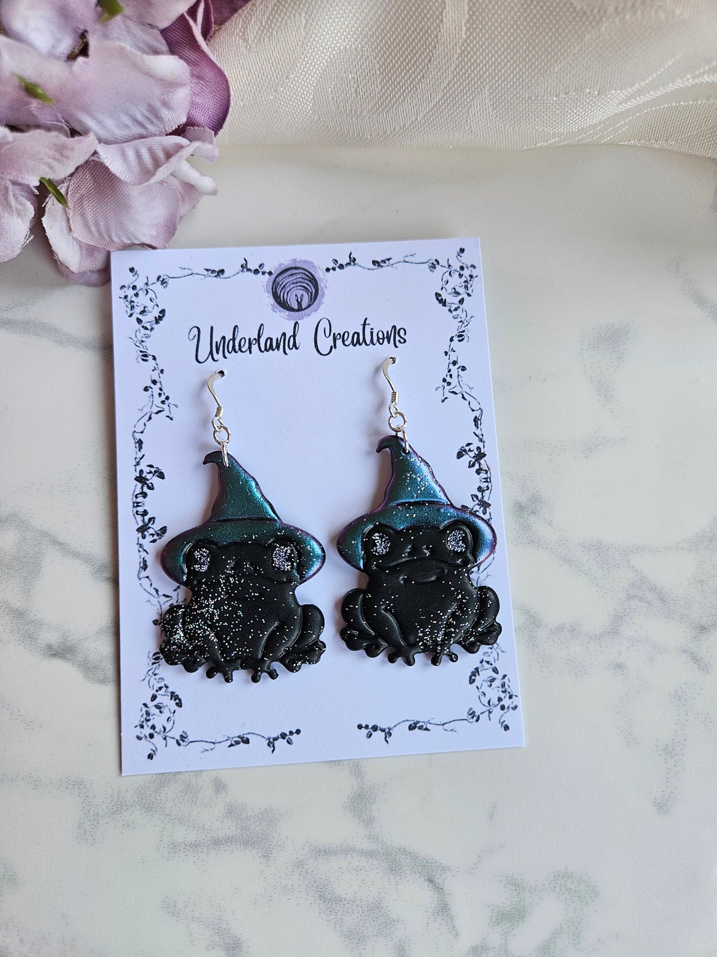 Witchy Galaxy Frog Earrings