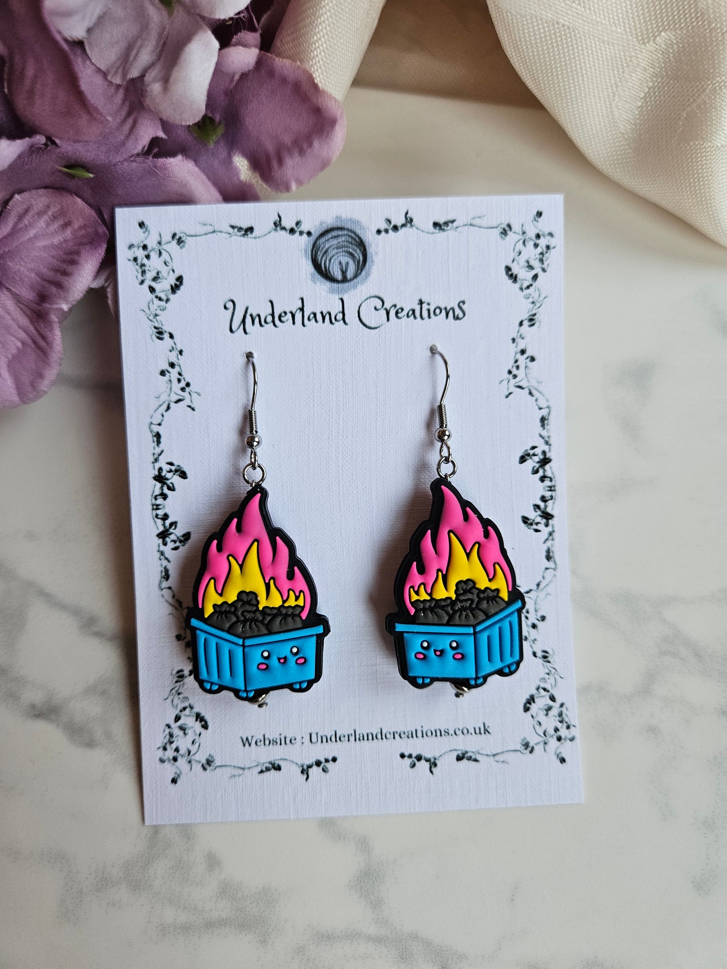 Silicone Dumpster Fire Earrings
