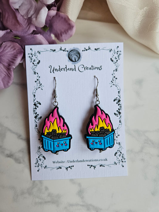 Silicone Dumpster Fire Earrings