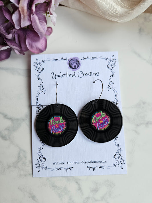 Acrylic Rock & Roll Vinyl Earrings