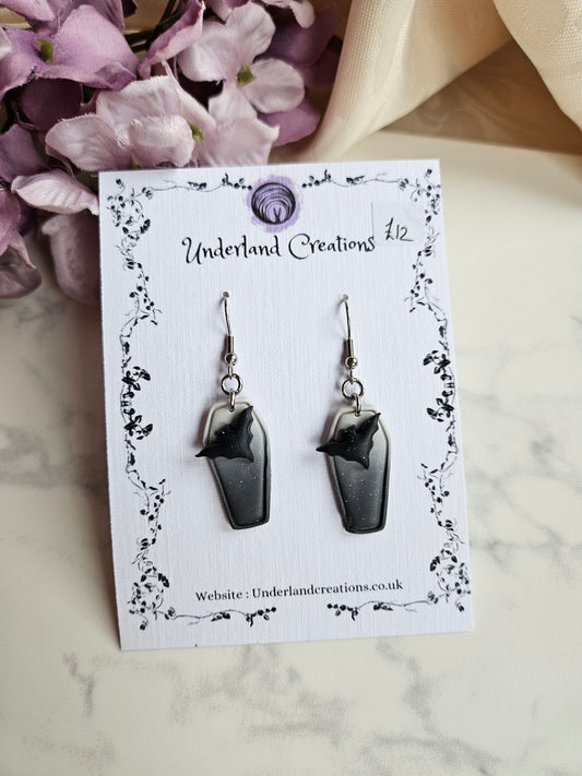 Bat Coffin Earrings