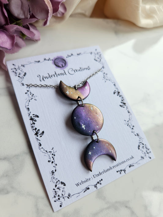 Metallic Triple Moon Necklace