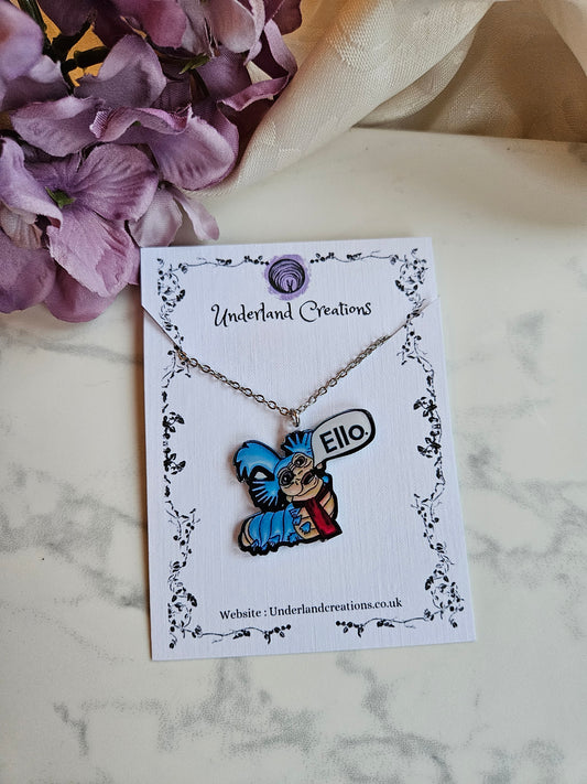 Acrylic Blue Worm Necklace