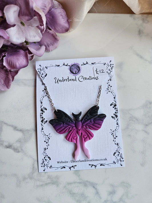 Lunar Moth Necklace in "Midnight Kiss"
