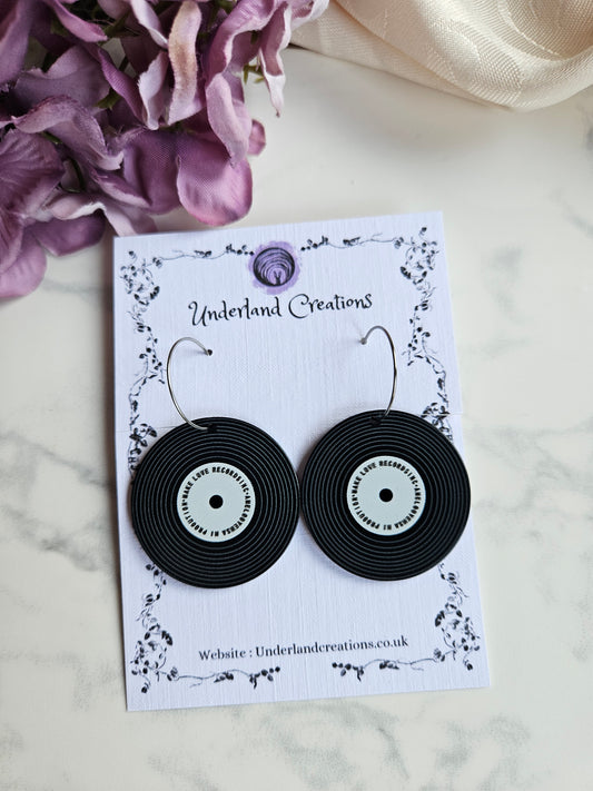 Acrylic Black and White Vinyl Earrings