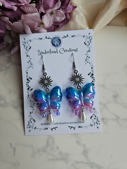 Acrylic UV Plated Butterfly Earrings