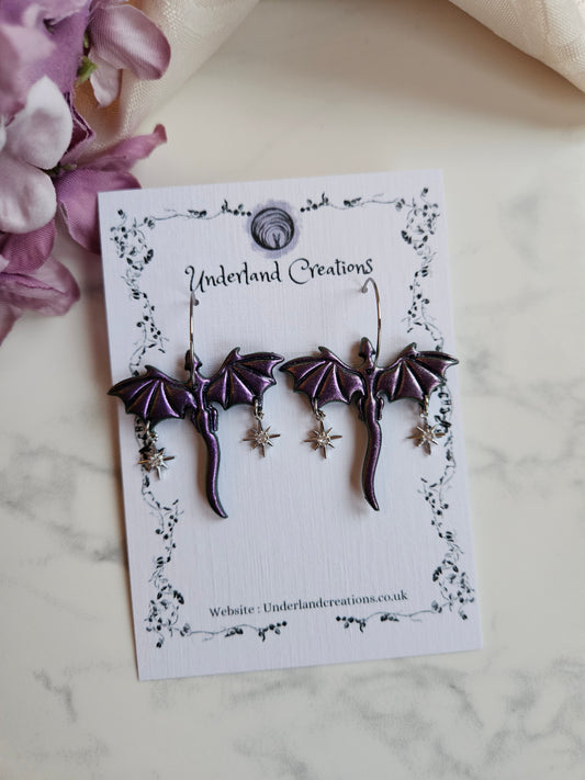 Medium Dragons in Metallic Purple/Antique Gold