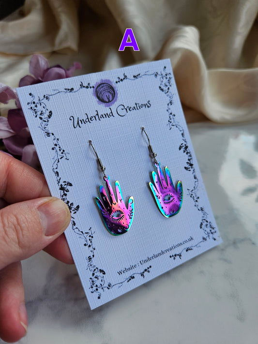 Rainbow Hand Earrings