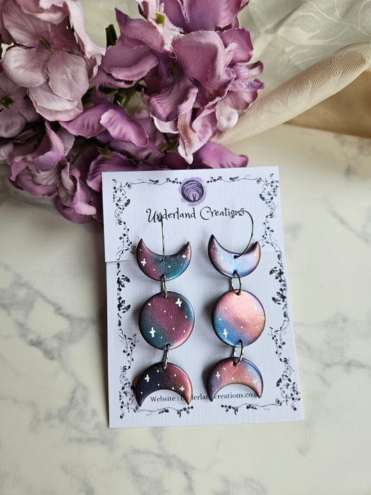 Metallic Triple Moon Earrings