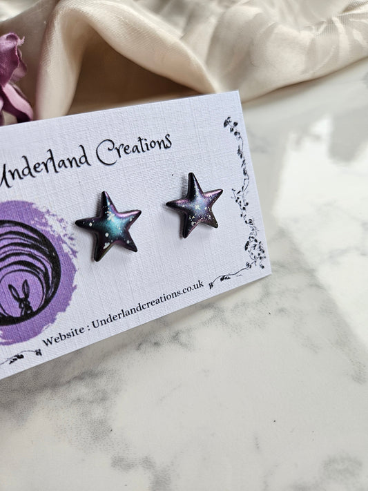 Metallic Celestial Star Studs