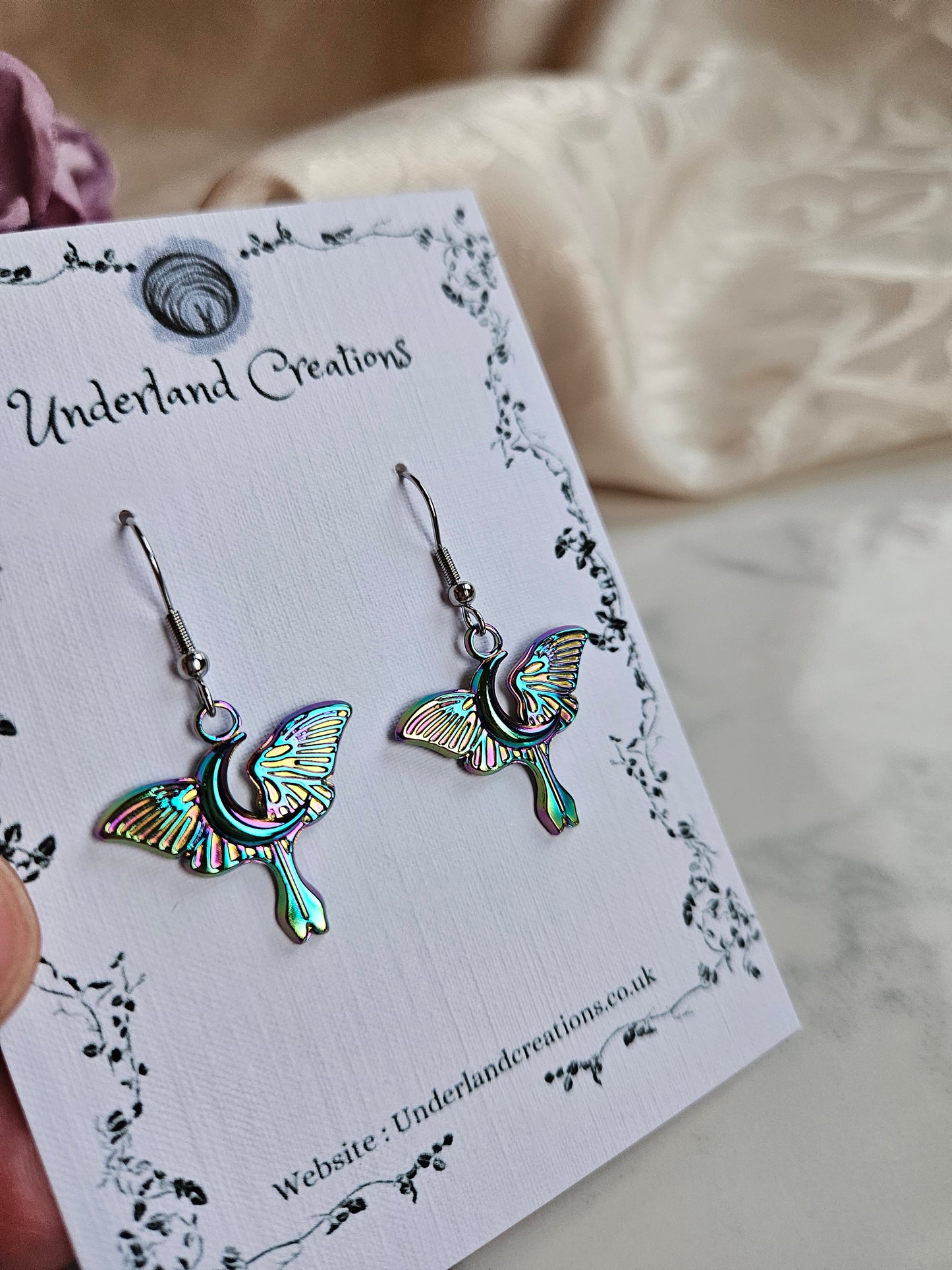 Rainbow Luna Moth Earrings