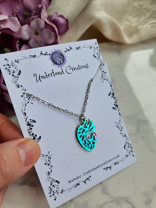 Rainbow Anatomical Heart Necklace